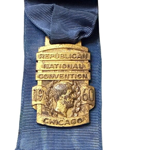 1960 Republican National Convention Delegate Badge Ribbon Chicago Political Memo - Picture 4 of 13